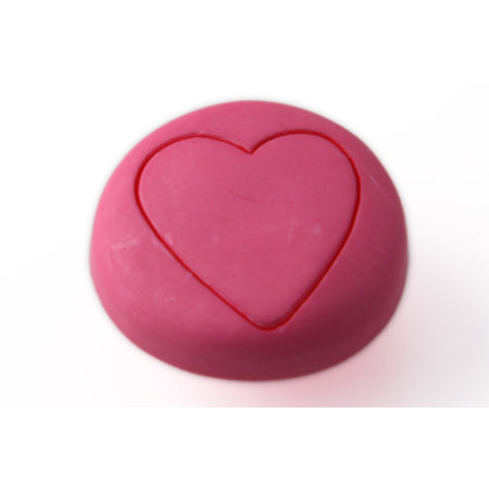 BOUTON ROND COEUR ROZE